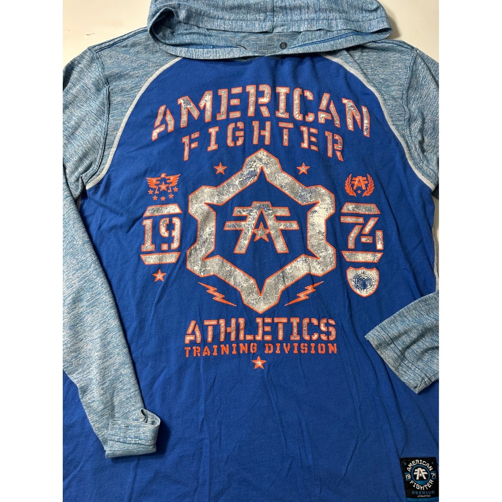 American Fighter Athletics Hoodie Mens XL Blue Graphic Training Division Shirt